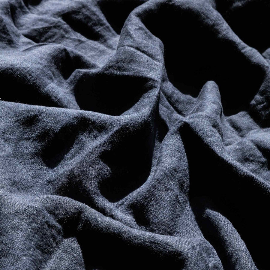 Midnight Blue 100% Pure French Flax Linen Flat Sheet