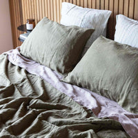 Olive 100% Pure French Flax Linen Duvet Cover