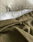 Olive 100% Pure French Flax Linen Duvet Cover