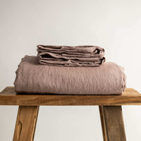 Dusky Pink 100% Pure French Flax Linen Fitted Sheet