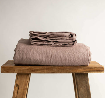 Dusky Pink 100% Pure French Flax Linen Fitted Sheet