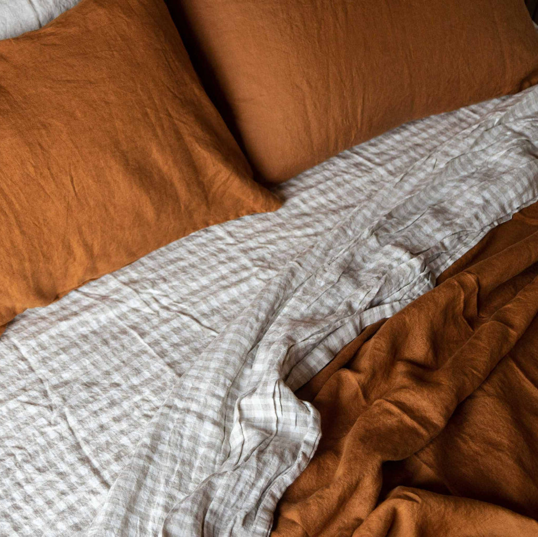 Rust 100% Pure French Flax Linen Duvet Cover