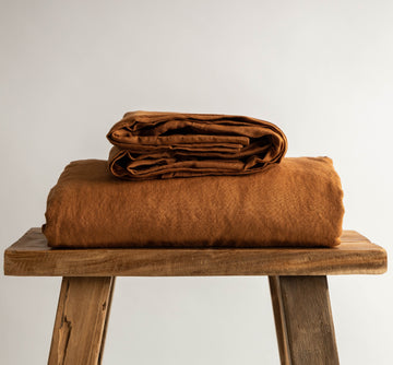 Rust 100% Pure French Flax Linen Fitted Sheet
